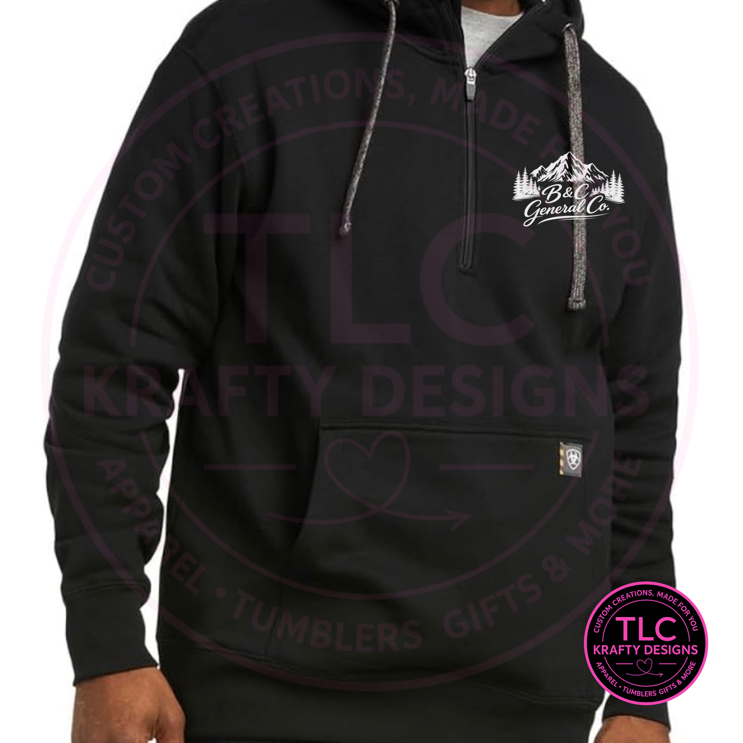 B&C General Co. Custom Tall 1/4 Zip Hoodie – Business Logo Workwear