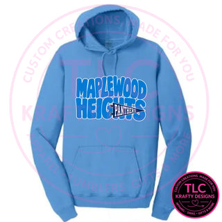Maplewood Heights Panthers Pennant design on Port & Company Beach Wash hoodie in Blue Moon