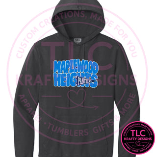 Maplewood Heights Panthers Pennant design on Port & Company Beach Wash hoodie in Coal