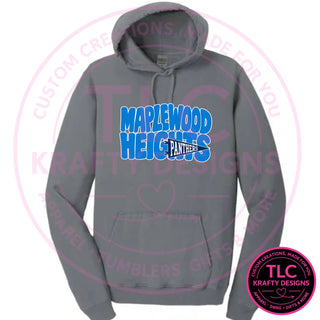 Maplewood Heights Panthers Pennant design on Port & Company Beach Wash hoodie in Pewter