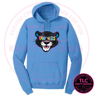 Maplewood Heights Panthers Sunglasses design on Port & Company Beach Wash hoodie in Blue Moon