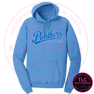 Maplewood Heights Panthers Script design on Port & Company Beach Wash hoodie in Blue Moon