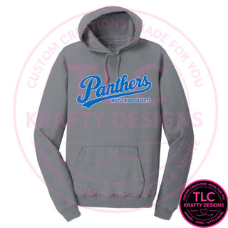 Maplewood Heights Panthers Script design on Port & Company Beach Wash hoodie in Pewter