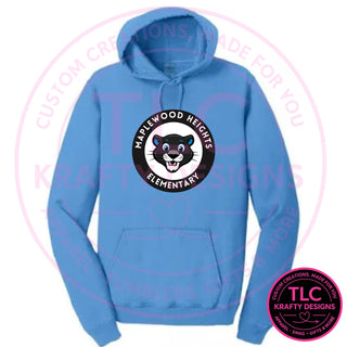 Maplewood Heights Panthers Badge design on Port & Company Beach Wash hoodie in Blue Moon