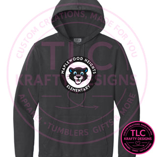 Maplewood Heights Panthers Badge design on Port & Company Beach Wash hoodie in Coal