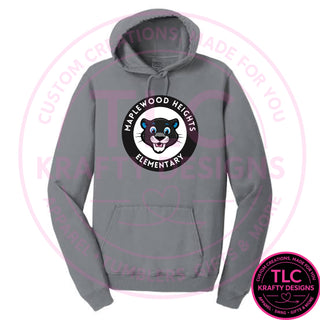 Maplewood Heights Panthers Badge design on Port & Company Beach Wash hoodie in Pewter