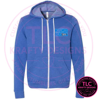 Maplewood Heights Panthers Pennant design on BELLA+CANVAS sponge fleece full-zip hoodie in Heather True Royal