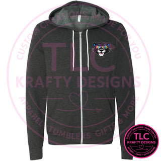 Maplewood Heights Panthers Sunglasses design on BELLA+CANVAS sponge fleece full-zip hoodie in Black Heather