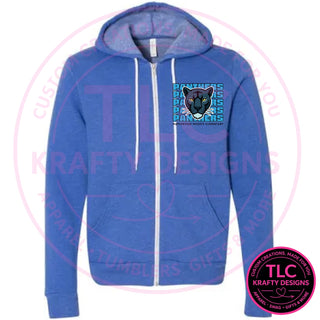 Maplewood Heights Panthers Stacked design on BELLA+CANVAS sponge fleece full-zip hoodie in Heather True Royal