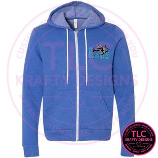 Maplewood Heights Panthers Leaping Panther design on BELLA+CANVAS sponge fleece full-zip hoodie in Heather True Royal