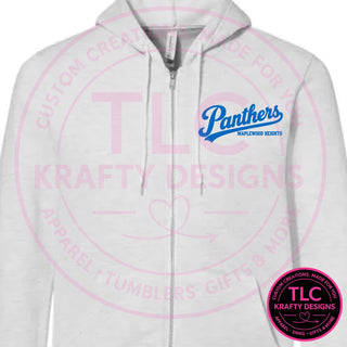 Maplewood Heights Panthers Script design on BELLA+CANVAS sponge fleece full-zip hoodie in Ash