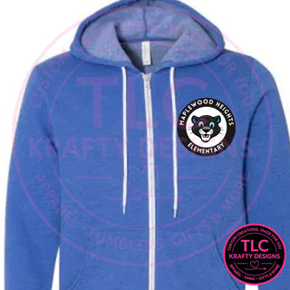Maplewood Heights Panthers Badge design on BELLA+CANVAS sponge fleece full-zip hoodie in Heather True Royal