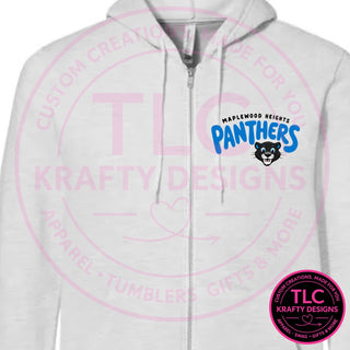 Maplewood Heights Panthers Bubble design on BELLA+CANVAS sponge fleece full-zip hoodie in Ash