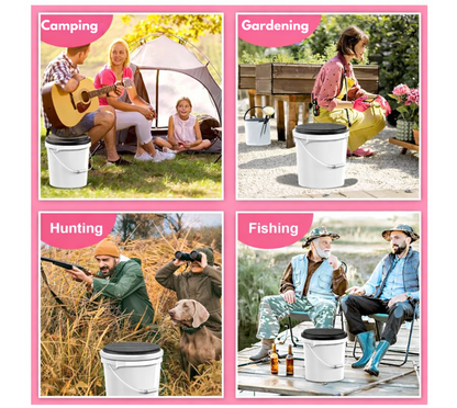 Camping Life White LED Bucket with Lid | Custom UVT Design + Seat Lid Upgrade