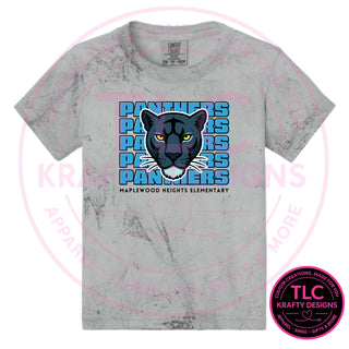 Maplewood Heights Panthers Stacked design on Comfort Colors Color Blast tee in Smoke