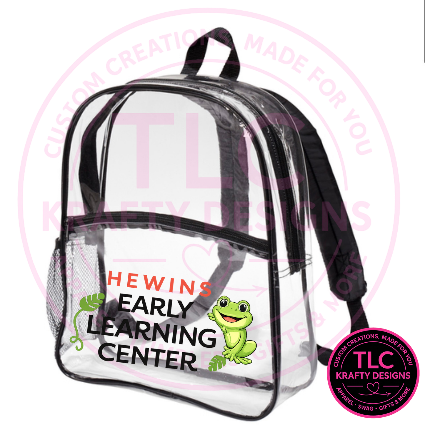 Hewins Early Learning Center Clear Backpack – Frog School Spirit Bag