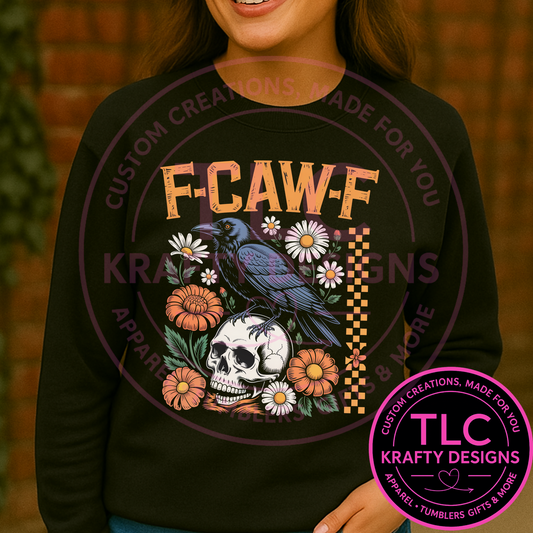 F-CAW-F Pumpkin Crow Skull Sweatshirt – Gothic Raven Hoodie Fall Halloween