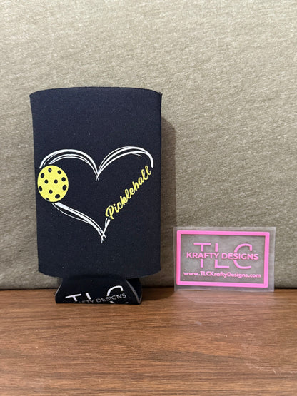 Pickleball Heart Customized Slim & Standard Koozie Can Cooler