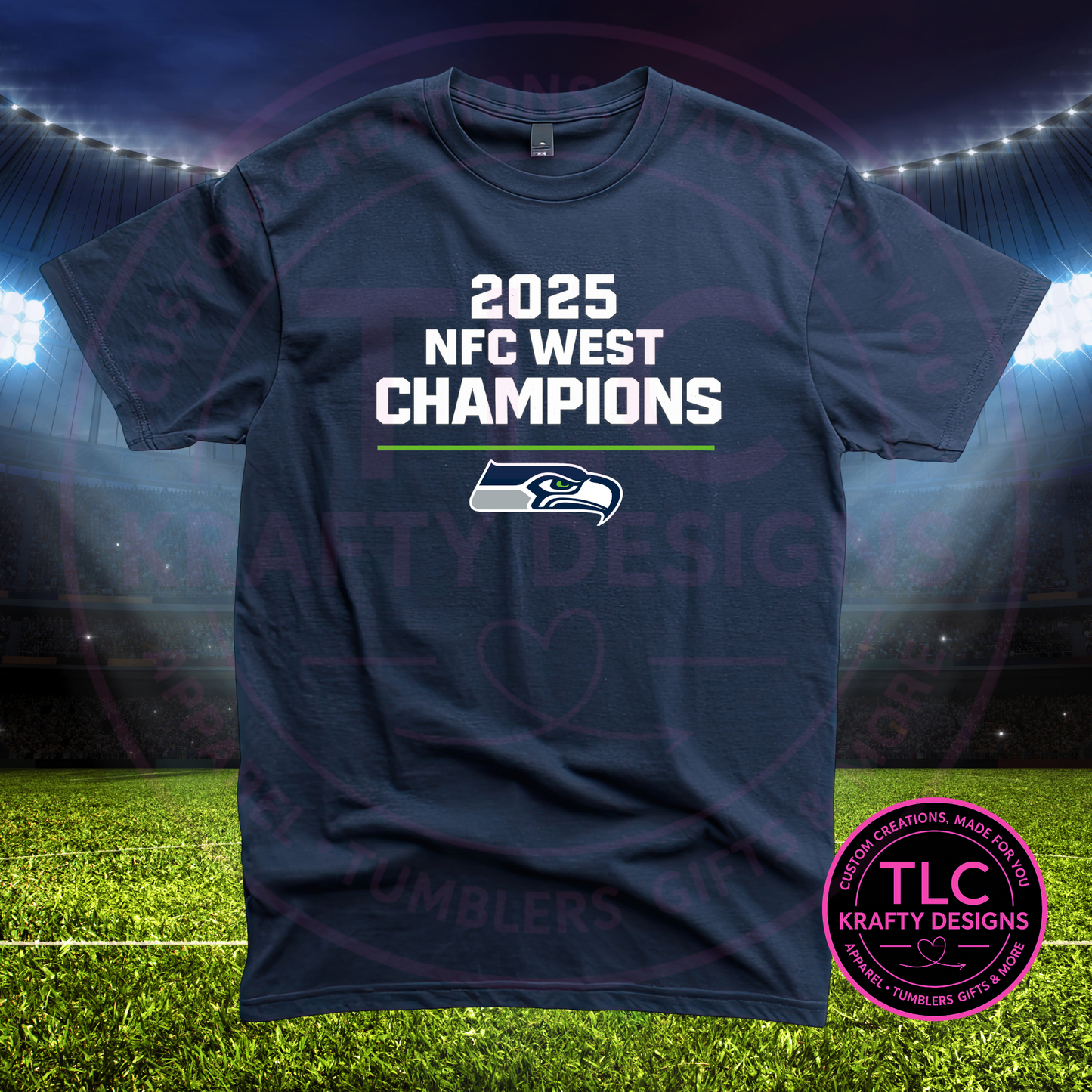 SEATTLE / SEAHAWKS – 2025 NFC Champs (clean block text) Tee or Sweatshirt