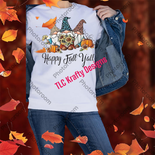 🍁 Happy Fall Y’all Gnome Design Sweatshirt