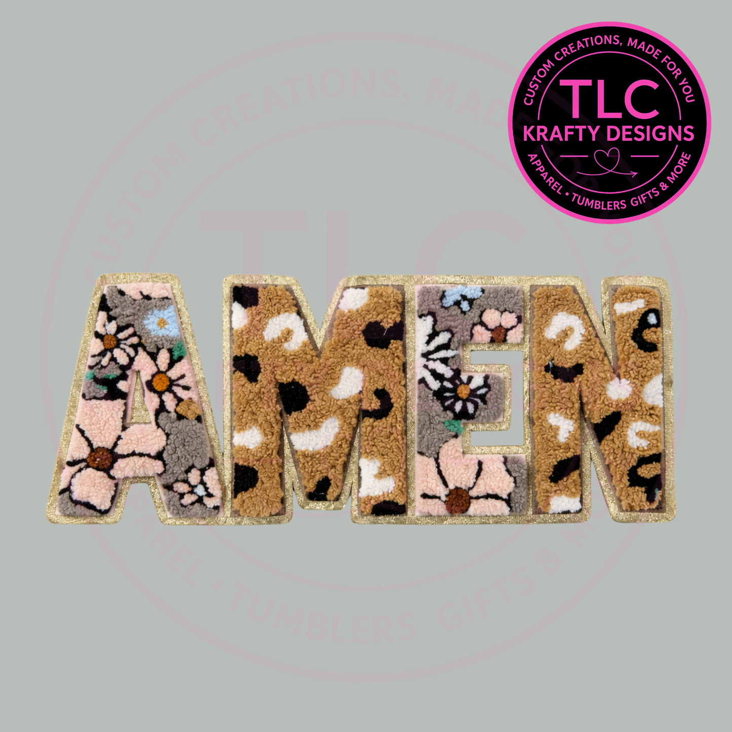 Amen Chenille Patch Sweatshirt, Christian Faith Sweatshirt, Floral Leopard Varsity Letter Sweatshirt