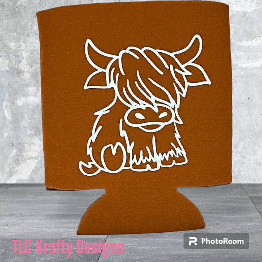 Highland Cow Koozie Standard Can Cooler