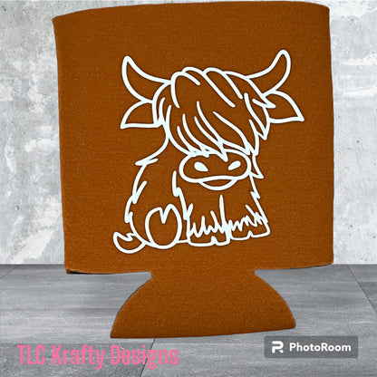 Highland Cow Koozie Slim & Standard Can Cooler