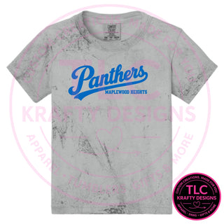 Maplewood Heights Panthers Script design on Comfort Colors Color Blast tee in Smoke