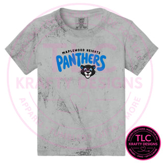 Maplewood Heights Panthers Bubble design on Comfort Colors Color Blast tee in Smoke