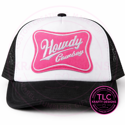 Howdy Cowboy Pink Embroidered Patch – Western Hat Patch