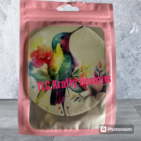 Watercolor Hummingbird Neoprene Coffee Coaster