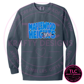 Maplewood Heights Panthers Pennant design on Comfort Colors Ring Spun crewneck sweatshirt in Denim