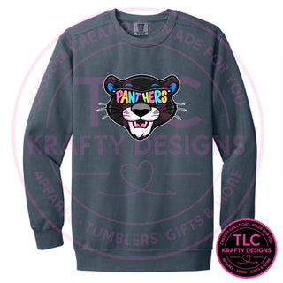 Maplewood Heights Panthers Sunglasses design on Comfort Colors Ring Spun crewneck sweatshirt in Denim