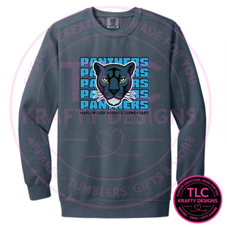 Maplewood Heights Panthers Stacked design on Comfort Colors Ring Spun crewneck sweatshirt in Denim