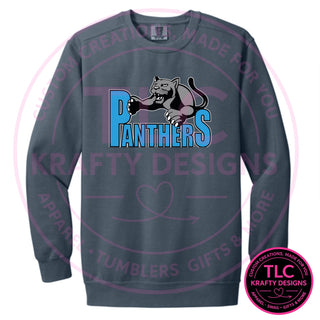 Maplewood Heights Panthers Leaping Panther design on Comfort Colors Ring Spun crewneck sweatshirt in Denim