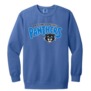 Maplewood Heights Panthers Bubble design on Comfort Colors Ring Spun crewneck sweatshirt in Flo Blue