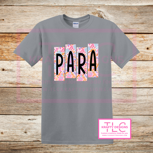 Floral Block Letter Staff Shirts – Teacher, SPED, PARA, Counselor & More