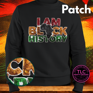 I Am Black History Sequin Patch, Black History Month Patch, Rhinestone Style Iron On Patch, Cultural Pride Apparel Patch