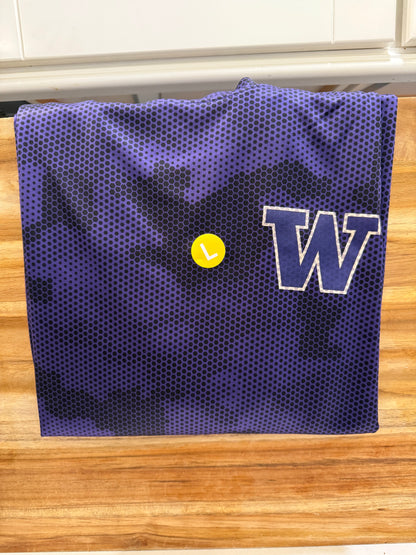 "W" Purple Camo Performance Tee – Athletic Moisture-Wicking Shirt
