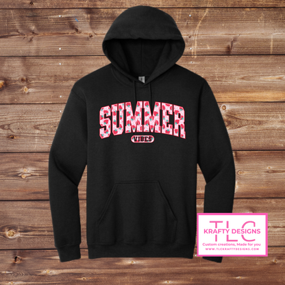Strawberry “Summer Vibes” Crewneck & Hoodie – Cute and Comfy Seasonal Style