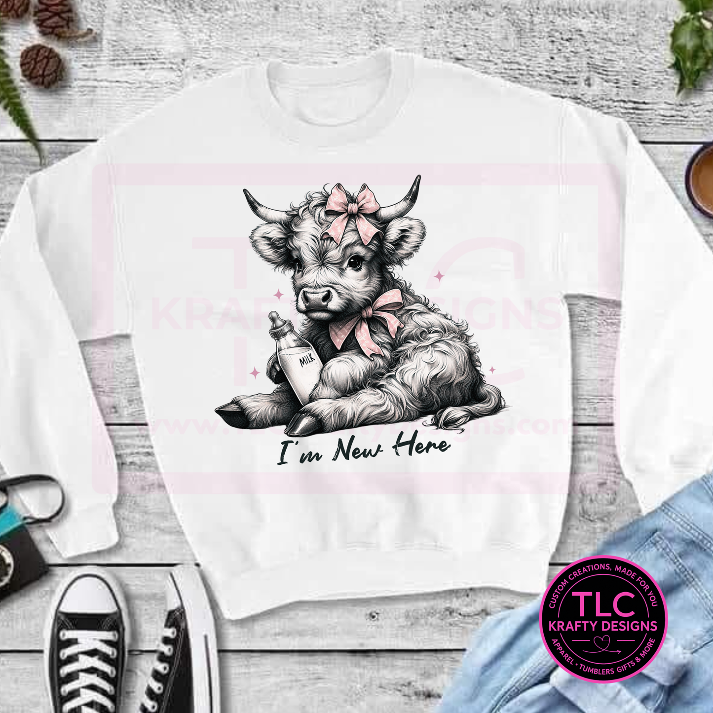 I’m New Here Baby Cow Graphic – T-Shirt or Sweatshirt