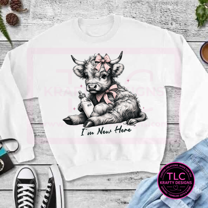I’m New Here Baby Cow Graphic – T-Shirt or Sweatshirt