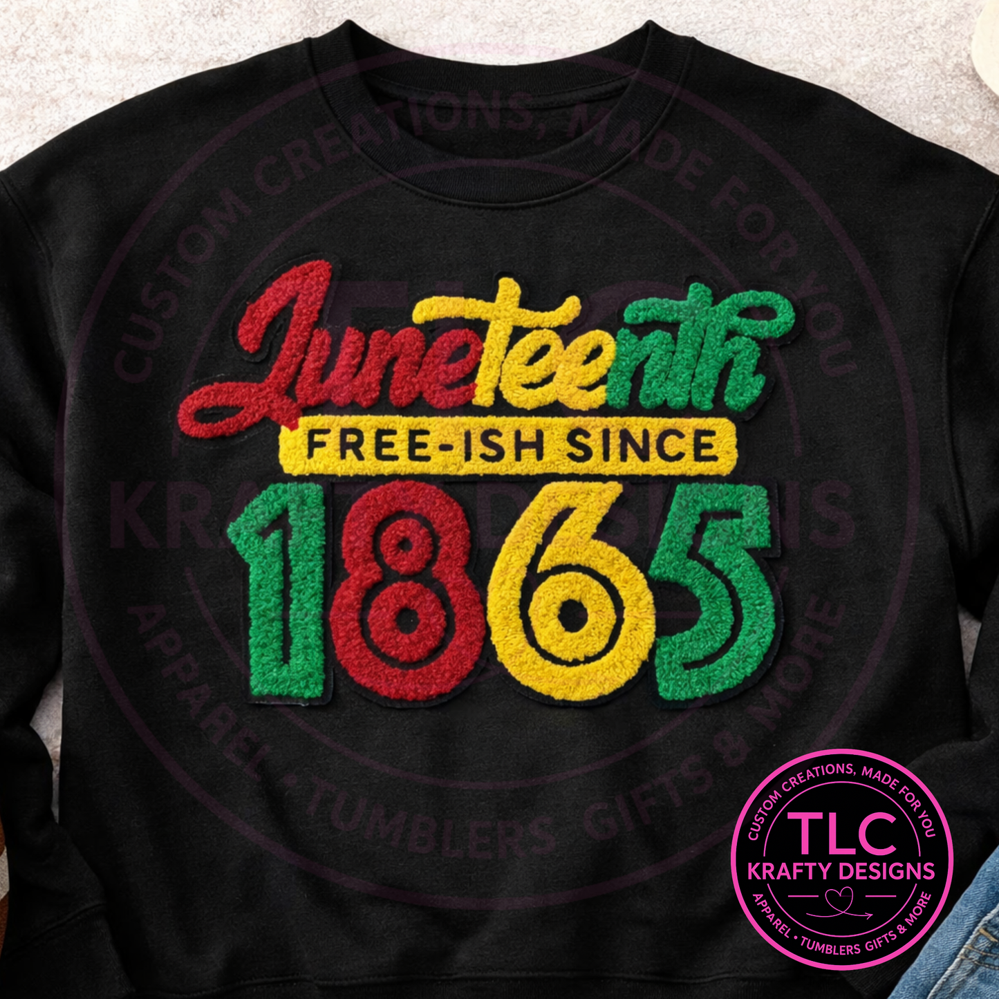 XL Juneteenth Chenille Patch – “Juneteenth Free-ish Since 1865” Iron On Patch | Black History Patch | Statement Appliqué
