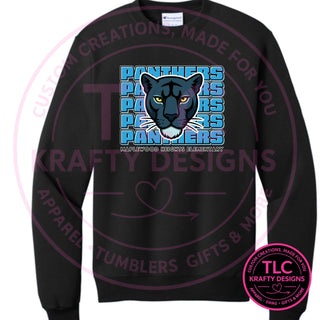 Maplewood Heights Panthers Stacked design on Gildan Heavy Blend crewneck sweatshirt in Black