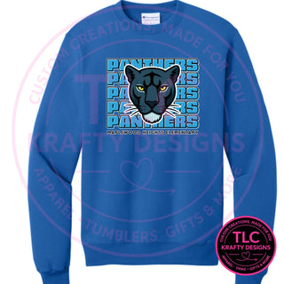 Maplewood Heights Panthers Stacked design on Gildan Heavy Blend crewneck sweatshirt in Royal Blue