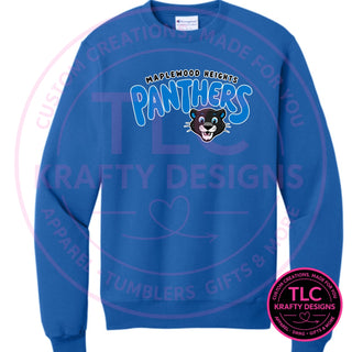 Maplewood Heights Panthers Bubble design on Gildan Heavy Blend crewneck sweatshirt in Royal Blue