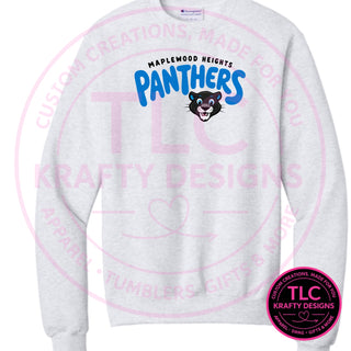 Maplewood Heights Panthers Bubble design on Gildan Heavy Blend crewneck sweatshirt in Sport Grey