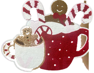 Christmas Coffee Chenille Patch close-up