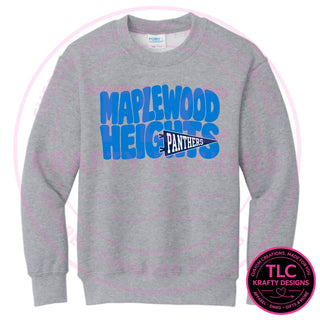 Maplewood Heights Panthers Pennant design on Port & Company Core Fleece crewneck sweatshirt in Athletic Heather