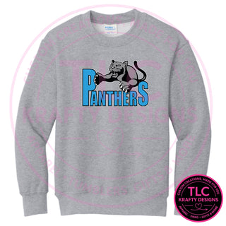 Maplewood Heights Panthers Leaping Panther design on Port & Company Core Fleece crewneck sweatshirt in Athletic Heather